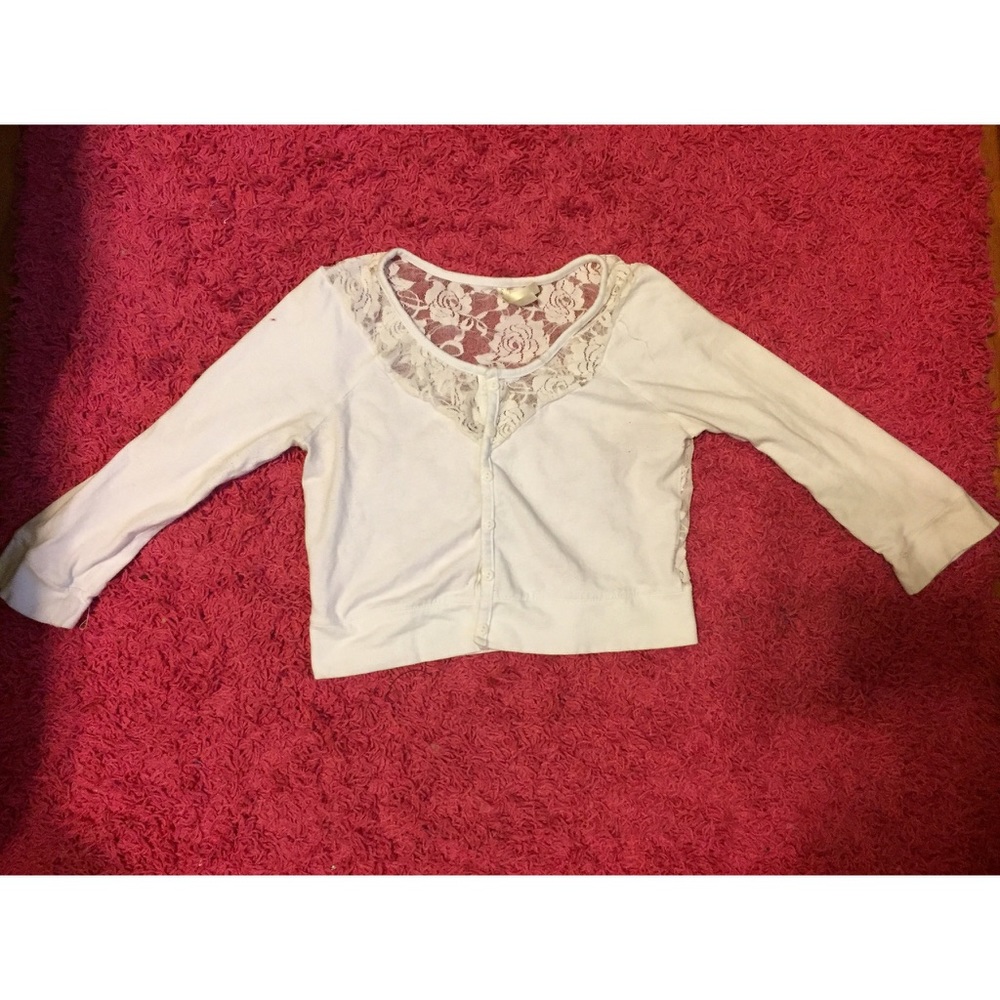 White rose laced cropped cardigan